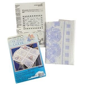 Vtg 90's BUCILLA Stamped Nursery Baby Quilt Top REAL MOTHER GOOSE 63480